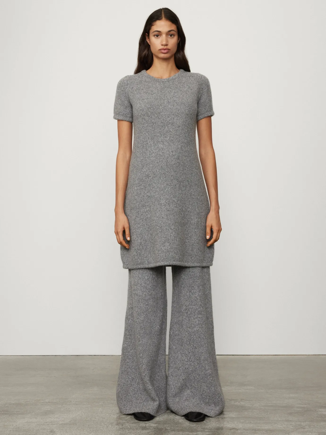 Store LISA YANG The Aniya Dress SpeckledGraphiteBouclé