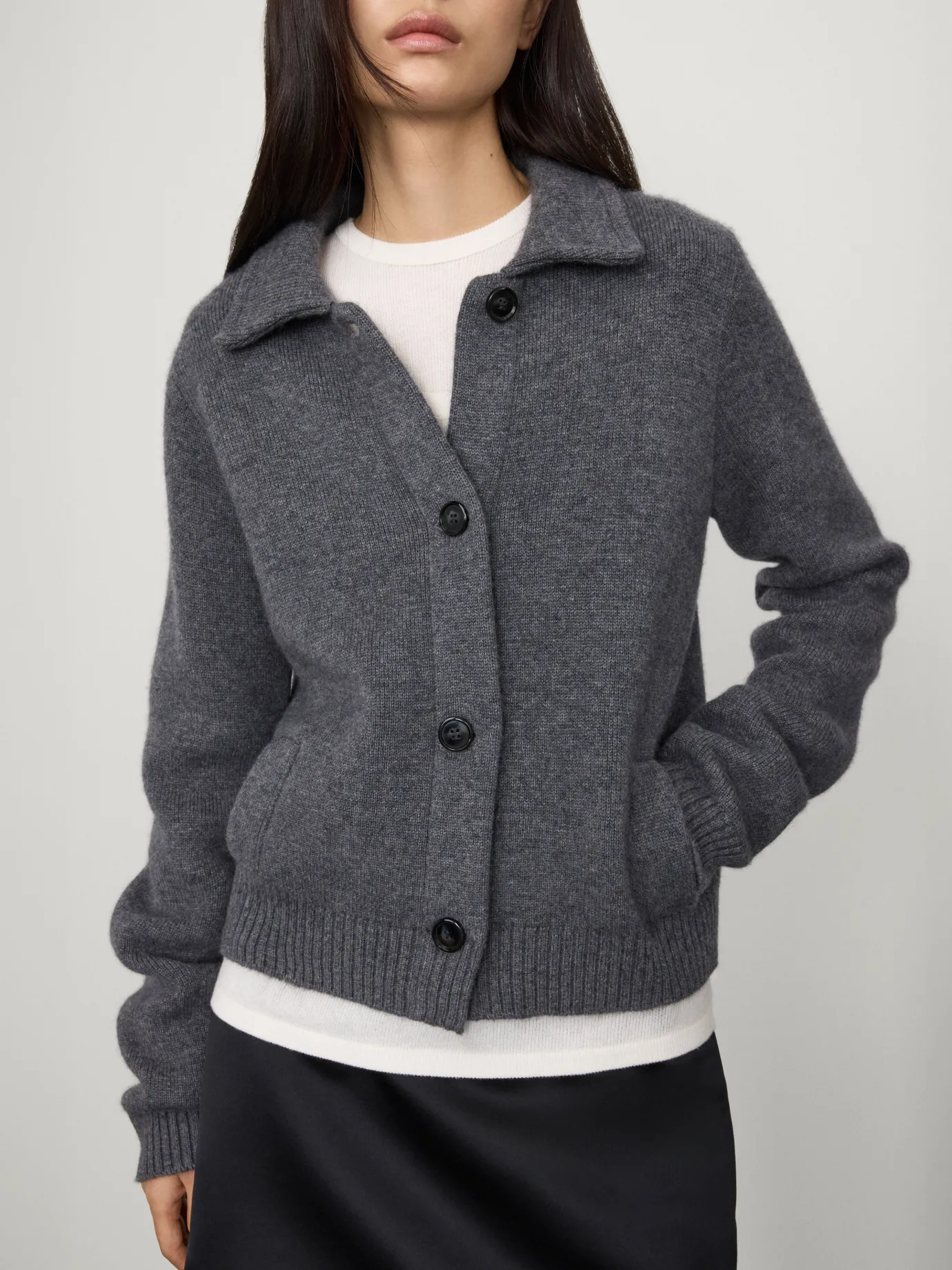 Shop LISA YANG The Lynna Cardigan Jacket Graphite