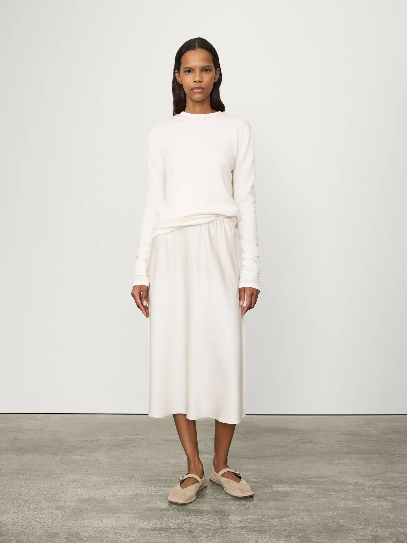 Cheap LISA YANG The Midi Skirt Champagne